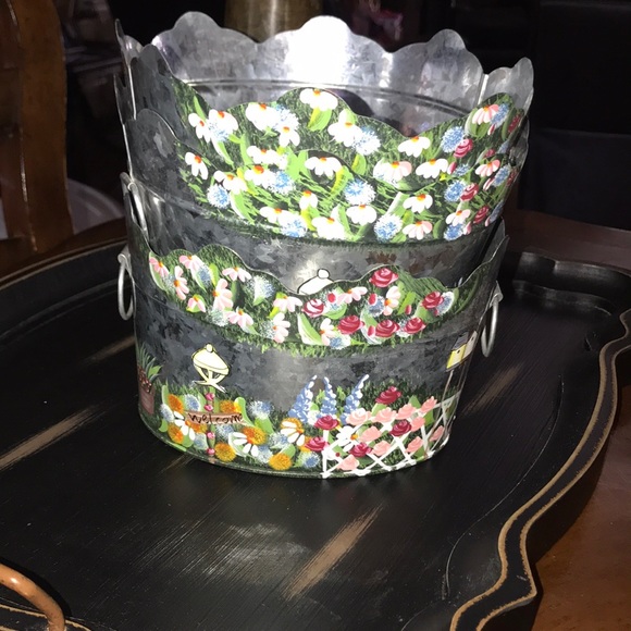 New Set Of 3 Hand Painted Galvanized Buckets - Picture 7 of 7